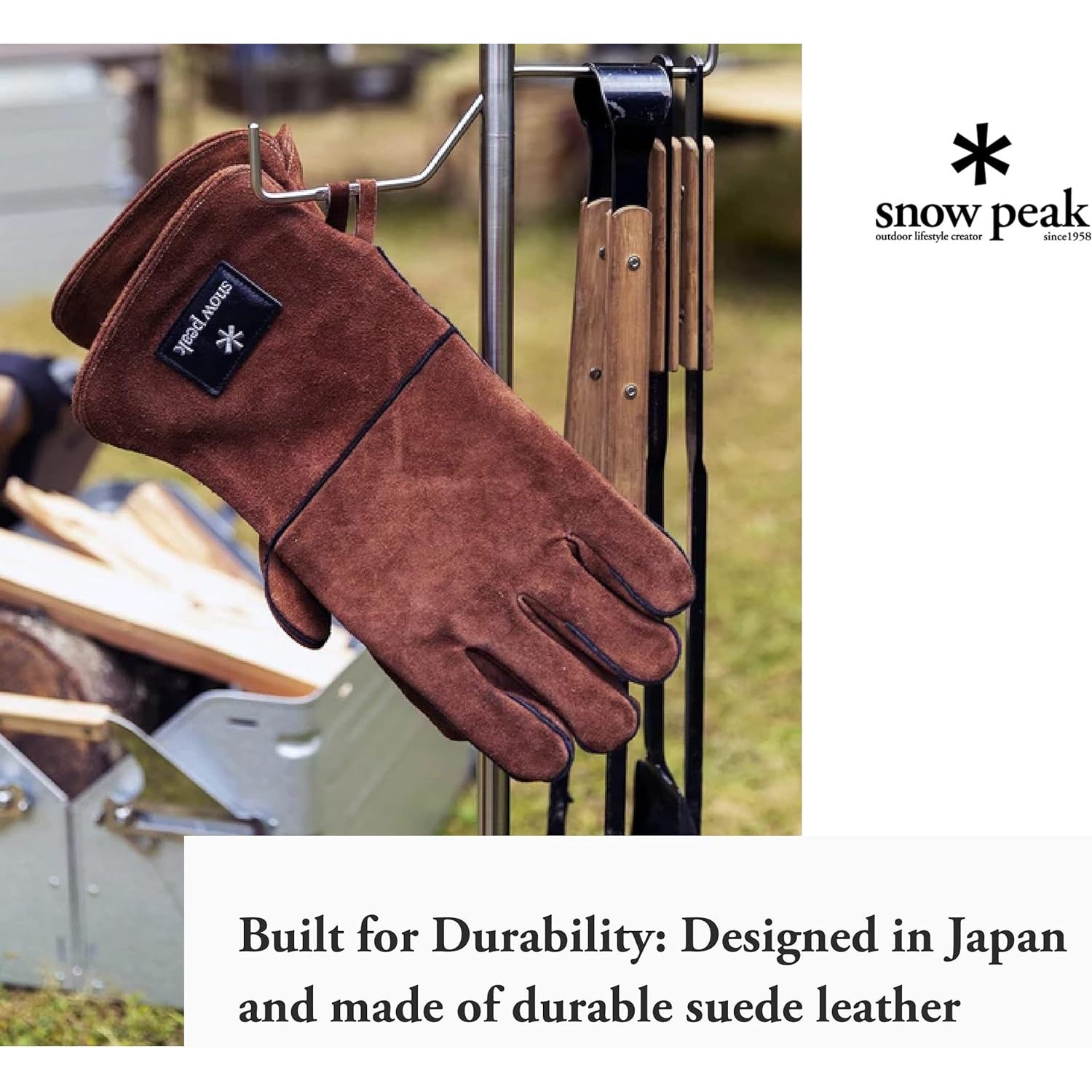 Snow Peak Fire Side Gloves – Leather Heat Resistant Gloves For Camping & Cooking
