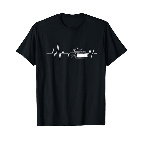 Snow Plow Heartbeat T-Shirt Funny Winter Snow Removal Gift
