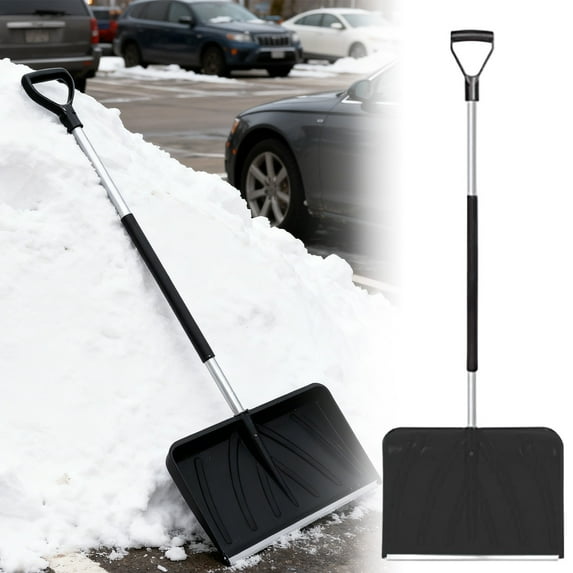 Snow Plow Snow Shovel with Ergonomic Grip, Winter Snow Removal Tools, Snow Removal,Heavy Duty Lightweight Shoveling Tool for Ice Removal,Shovelution Plastic Snow Dump with Assist Handle(Black)