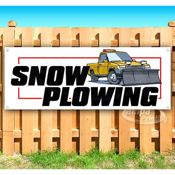 Snow Plowing 13 oz Vinyl Banner With Metal Grommets