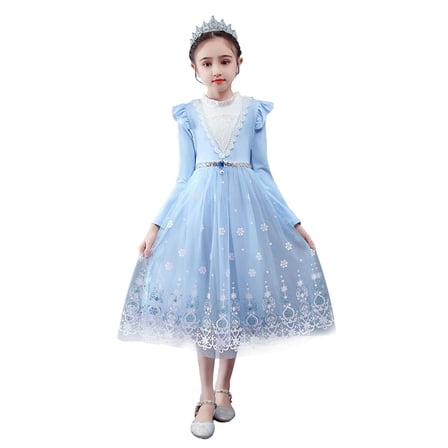 KAWELL Snow Princess Costume for Girls Autumn and Winter Costume for Toddlers Dress Up Halloween Birthday Cosplay Cape with Accessories