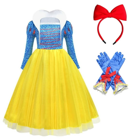 Snow Princess Costume with Accessories for Girls Halloween Cosplay Dress, Size 5-6