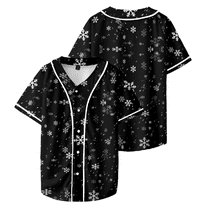 Snow Print Baseball Shirt Women Men Short Sleeve Casual Summer Unisex Tops