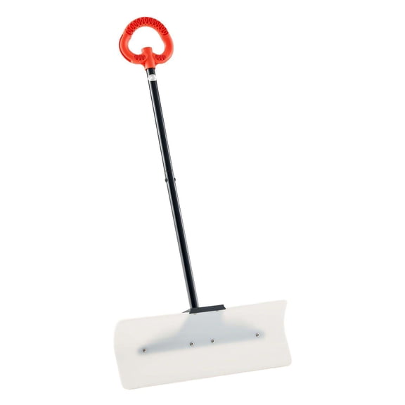 Snow Pusher Shovel 24in Heavy Duty - Driveway Snow Plow with Ergonomic Grip - Plastic Snow Removal Tool for Sidewalks & Patios