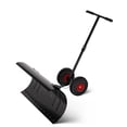 thumbnail image 1 of Snow Pusher with Wheels, 29" Heavy Duty Steel Blade, Adjustable Angle & Height Handle for Effortless Driveway Snow Removal, Ground Protection Base., 1 of 8