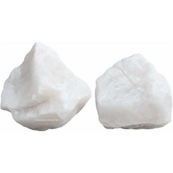 Snow Quartz Raw Crystals and Healing Stones (2 Piece)