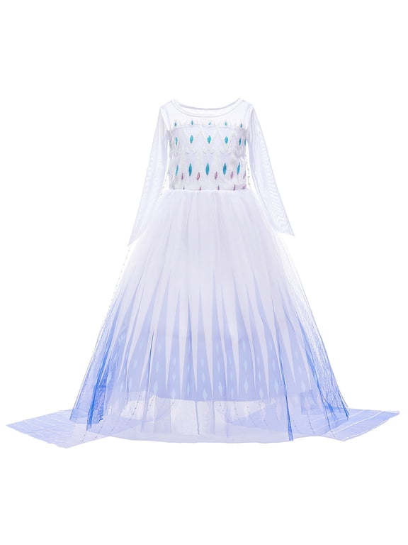 Snow Queen Act 2 Elsa Costumes Princess Dresses Elsa Dress for Girls with Wig,Crown,Magic Wand ,Gloves 7-8 Years(140,K11)