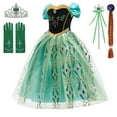 thumbnail image 1 of Anna Costume For Girls Anna Dress Princess Costume with Cape Christmas Birthday Party Cosplay 2T-3T(A60), 1 of 7
