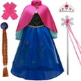 thumbnail image 1 of Snow Queen Princess Dresses for Girls Anna Cosutme Dress Birthday Party Cosplay Dress up 3-4T(A58), 1 of 6