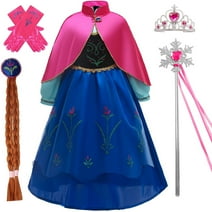 Snow Queen Princess Dresses for Girls Anna Cosutme Dress Birthday Party Cosplay Dress up 3-4T(A58-110)