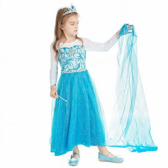 Snow Queen Princess Elsa Costumes Birthday Dress Up for Little Girls