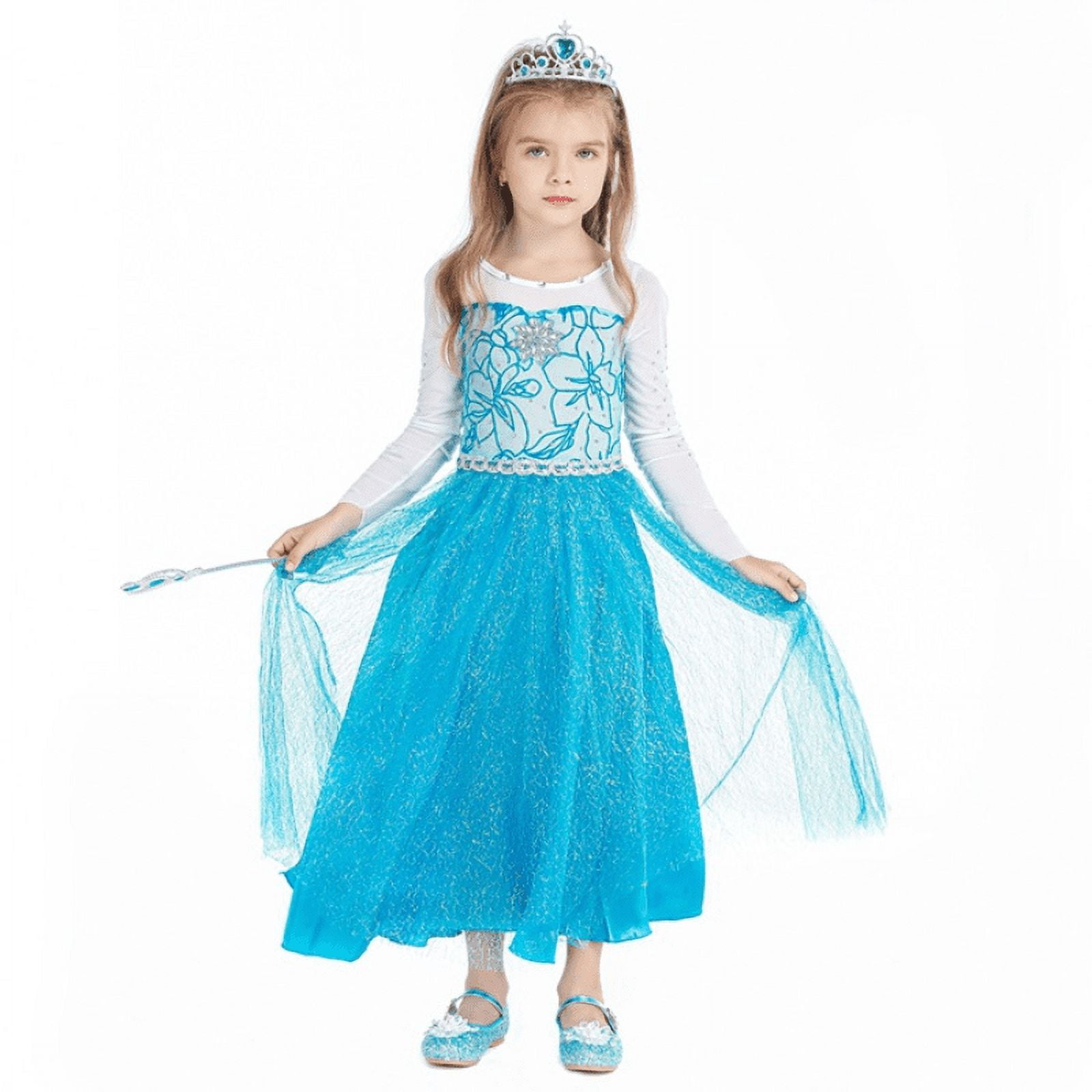 Elsa Girls Fancy Dress Baby Princess Frozen Birthday Party Gown +Gift FREE  Crown