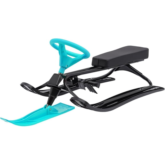 Snow Racer Sled Ski Sled Slider Board Ski Slider with Steering Wheel Winter Sport Ski Sled Slider Board for Downhill and Uphill Snow Racer Sled (220.5lb)44.88*19.69*15in