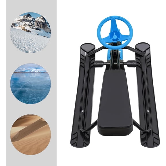 Snow Racer Sled with Steering Wheel Ski Sled Snowboard Winter Sport Ski Sled Slider Board for Downhill and Uphill