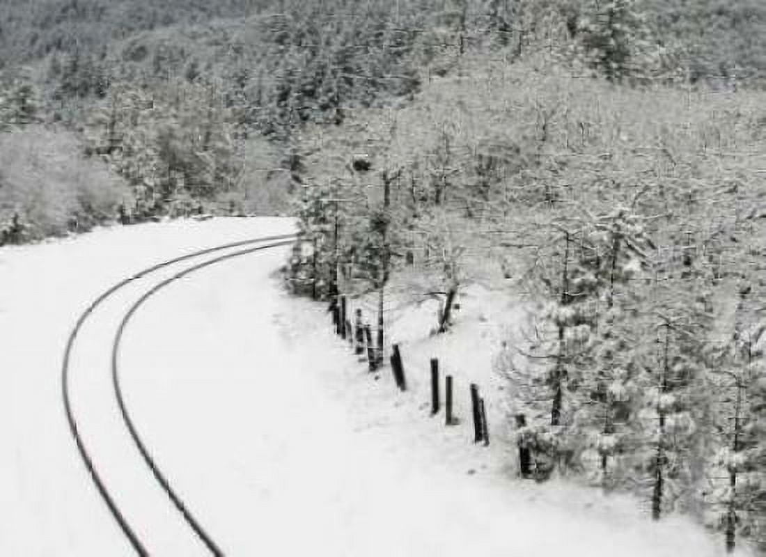 Snow Railroad Canvas Art - Vitaly Geyman (18 x 24)
