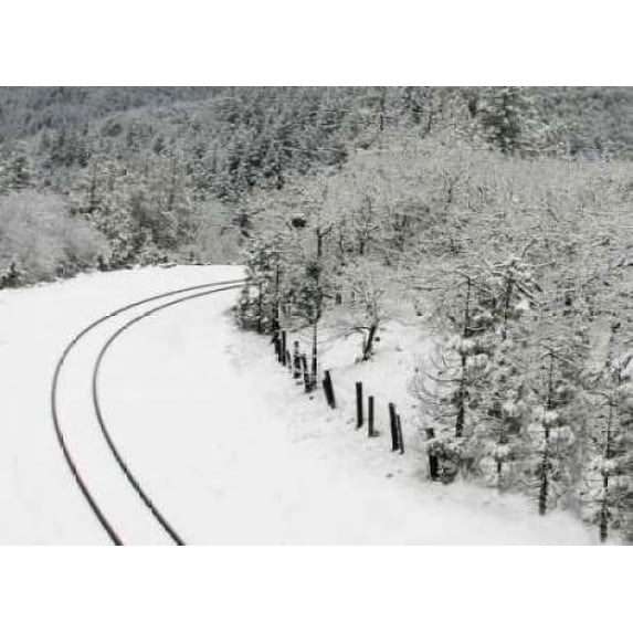 Snow Railroad Poster Print by Vitaly Geyman (18 x 24)