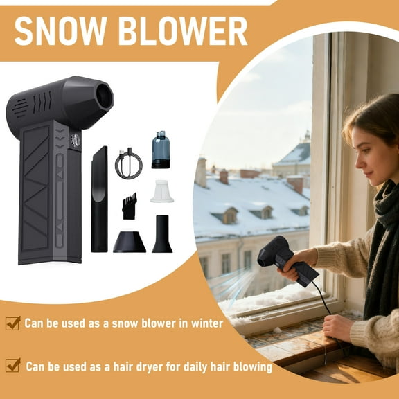 Snow Removal Master Pro Turbo Blower, 2026 Upgrade Mini Turbo Snow Blower, Portable Snow/Dust/Leaf Remover for Car Windshield, Home & Yard Use (Vacuum + Nozzle 1Set)