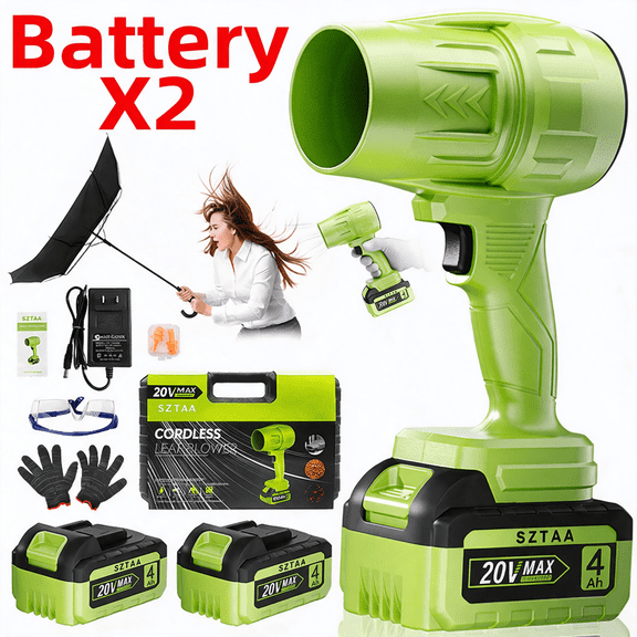 SZTAA 20V Mini Cordless Leaf Blower with Tool Box & 2 Batteries, 2.2lbs Ultra-Lightweight Handheld Power Blower, 260 CFM 76 MPH for Patio, Driveway, Porch, Lawn Care & Car Drying