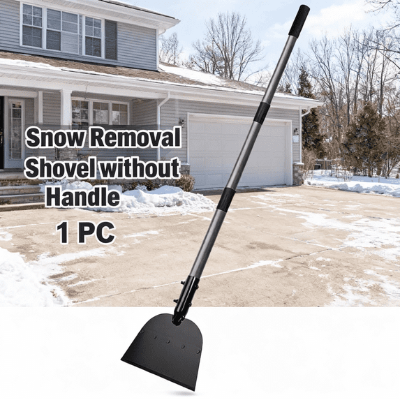 Snow Removal Shovel, Manganese Steel Head, Heavy-Duty Tool for Snow, Ice, and Yard Work, Rust-Resistant, Customizable Handle Fit, Compact and Lightweight
