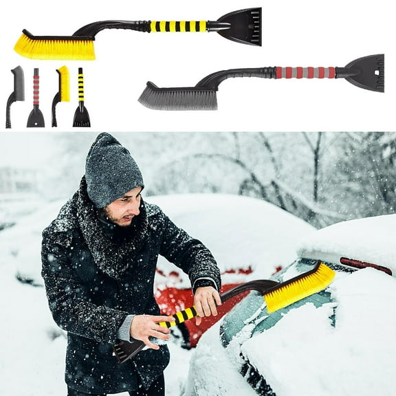 Snow Removal Shovel and Scraper Tool with Adjustable Handle and Ice Chopper for Easy Car Cleaning and Windshield Clearing for Winter Weather and Car Owners