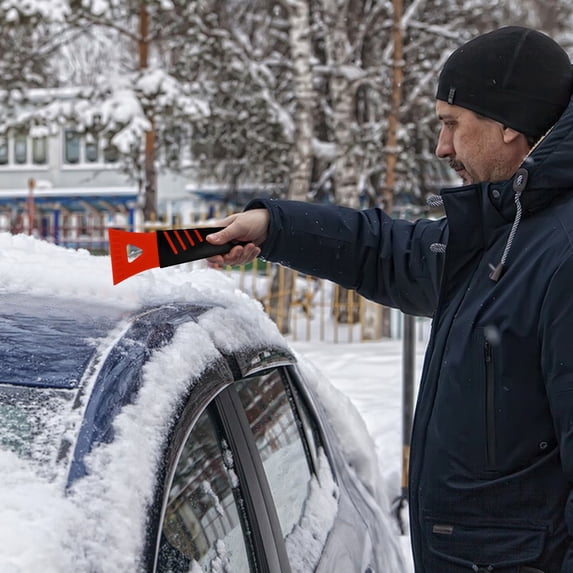 Snow Removal Tool for Car Windshield - Detachable Ice Scraper Snow Brush with Non-Slip Grip, Compact Plastic Scraper for Auto Glass, Truck, SUV