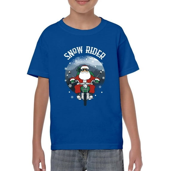 Snow Rider Santa T-Shirt Juniors -Smartprints Designs, Large