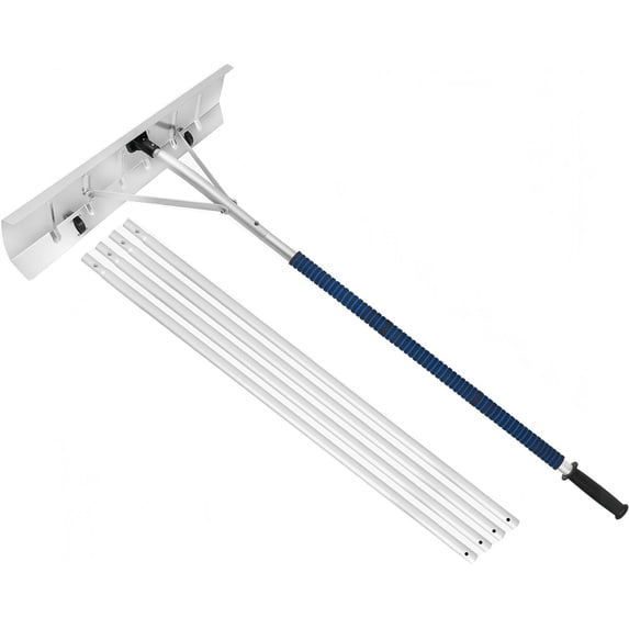 Snow Roof Rake with 26'' Wide Blade and Wheels, 20FT Telescopic Roofs ...