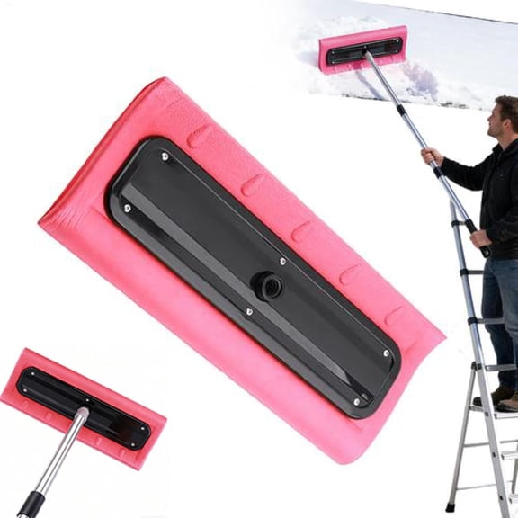 Snow Roof Rake, Foam Broom Scraper, Ice Removal Tool with Wide Head, Winter Cleaning Accessory, Snow Pusher with Lightweight Design, Rake Tool for Driveway Roof Vehicle