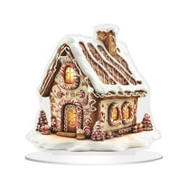 Snow Room House Decorations - 2D Wooden Gingerbread House & Village Decor, Christmas Centerpiece with Base for Winter Tiered Tray, Xmas Home & Kitchen (1 Pcs,7.8")
