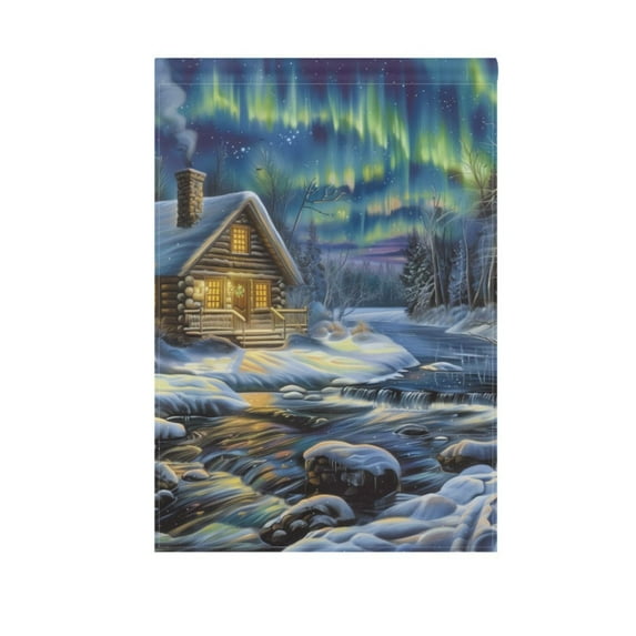 Snow Room and Aurora Garden Flag 12X18 Double Sided Yard Flags for Outside Outdoor All Seasonal Decoration