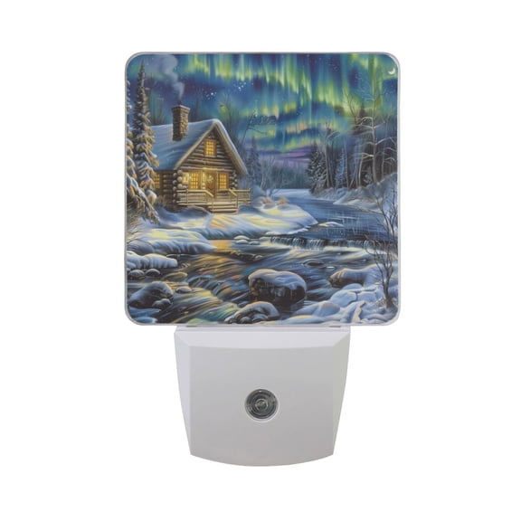 Snow Room and Aurora Night Light 2 Pack LED Nightlight Plug into Wall Dusk to Dawn Sensor Soft White