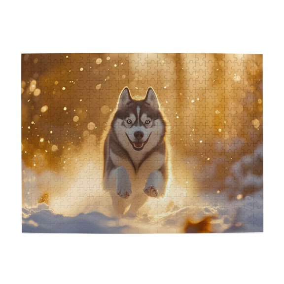 Snow Run Happy Playful 500-Piece Wooden Jigsaw Puzzle for Adults, Fun & Challenging Family Brain-Teaser, Perfect Home Decor & Gift