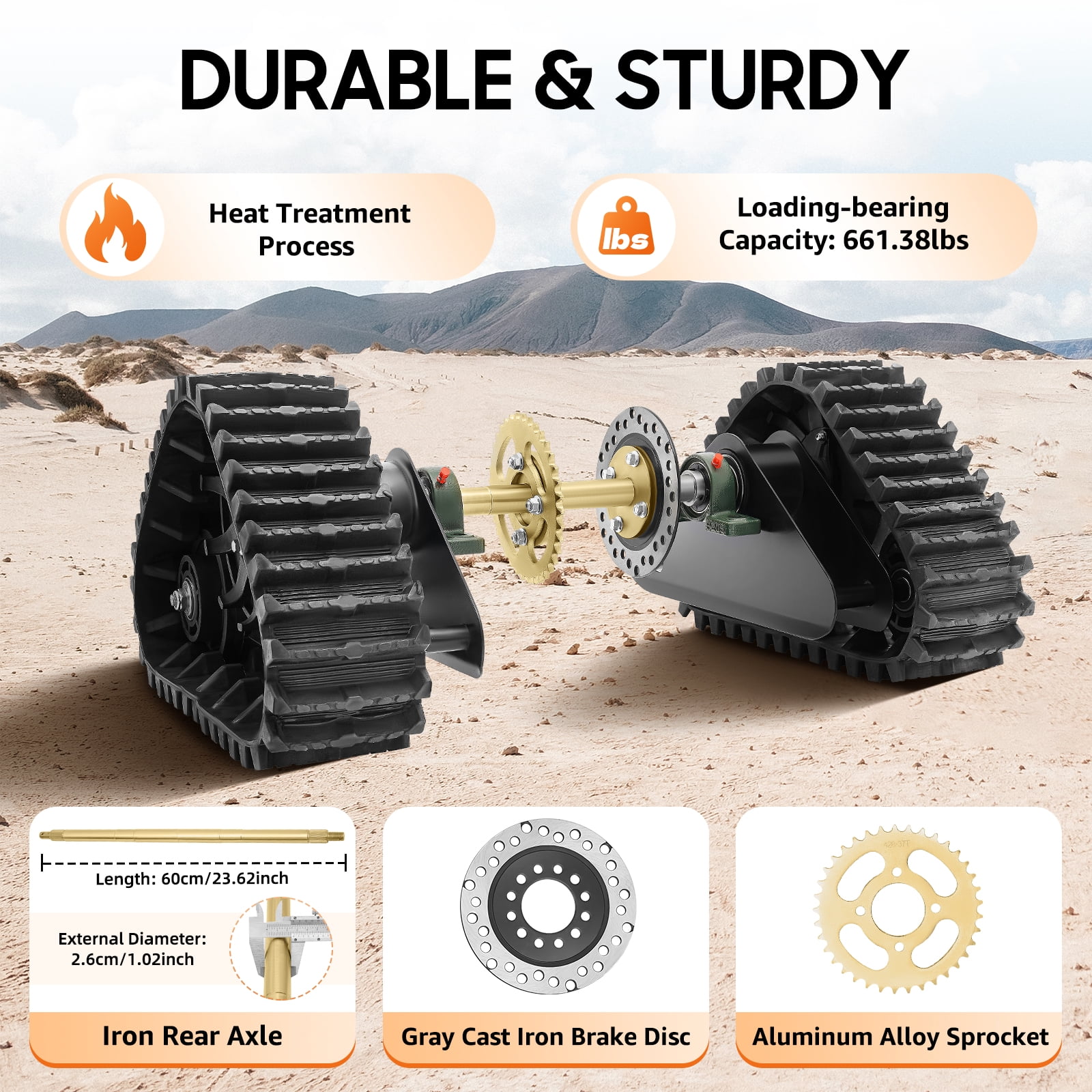 Snow Sand Wheel Track+Rear Axle Kit for Snowmobile ATV UTV Tractor Lawn ...