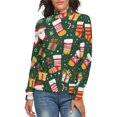 thumbnail image 1 of Snow Santa Gift Sock Christmas Pattern Women's Turtleneck Sweater Long Sleeve Ribbed Fitted Turtle Neck Casual Fall Winter Collection Top S, 1 of 4