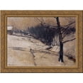 thumbnail image 1 of Snow Scene 24x18 Gold Ornate Wood Framed Canvas Art by John Henry Twachtman, 1 of 2