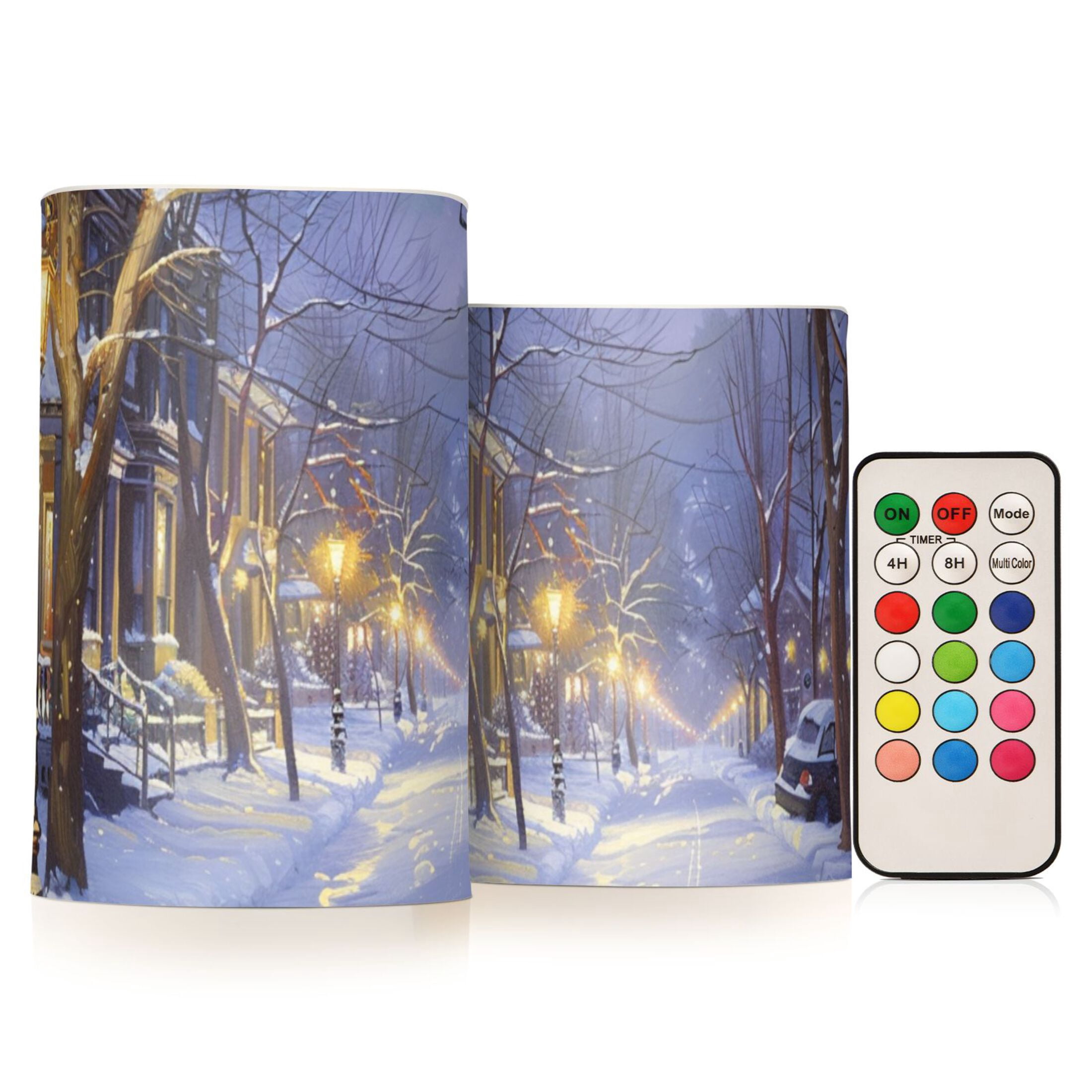 Snow Scene Flameless Candles&nbsp;LED Lights Battery Operated Candles with Remote and Timers Flicker Lights Votive Set of 2
