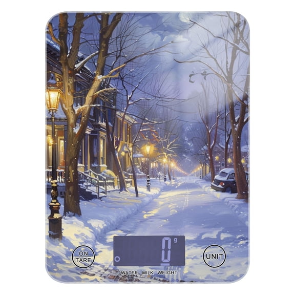 Snow Scene Food Scale Digital Kitchen Scale Waterproof Grams Ounces lbs for Weight Loss