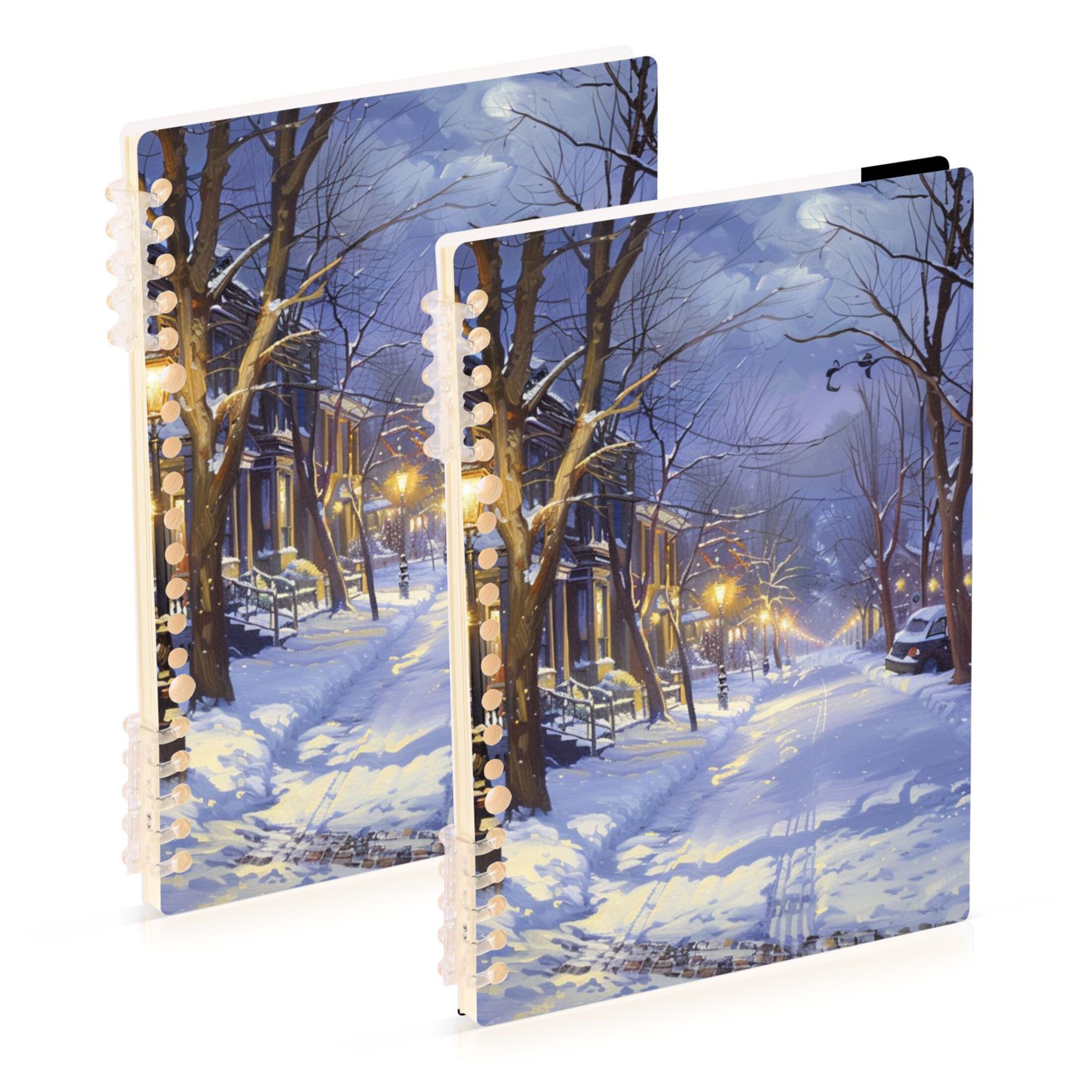 Snow Scene Ring Binder Notebook Journey Note Diary College Ruled Spiral ...