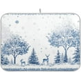thumbnail image 1 of Snow Scene with Trees Deer Dish Drying Mat Kitchen Counter Mat Draining Mat Kitchen Accessories Dish Rack Pad for Dishes, Utensils, Countertops, Sinks 16x18in, 1 of 7