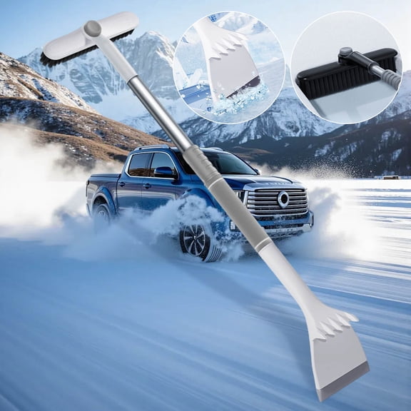 Snow Scraper with Brush 3 in 1 Windshield Defrosting Tool for Quick Ice Removal, Scalable Design for Easy Storage, Compatible with Multiple Car Models for Winter Use and Vehicle Care