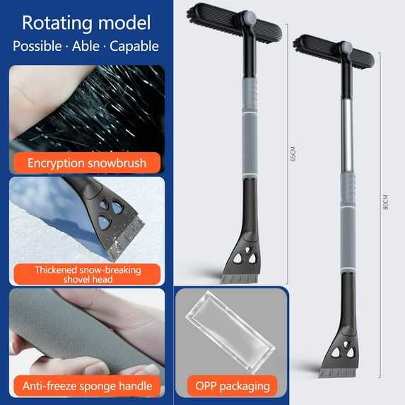 Snow Scraper with Brush 2-In-1 Snow Broom & Ice Scraper Snow Remover Tool with Sponge Grip Handle, Car Defroster Windshield for SUV, Truck
