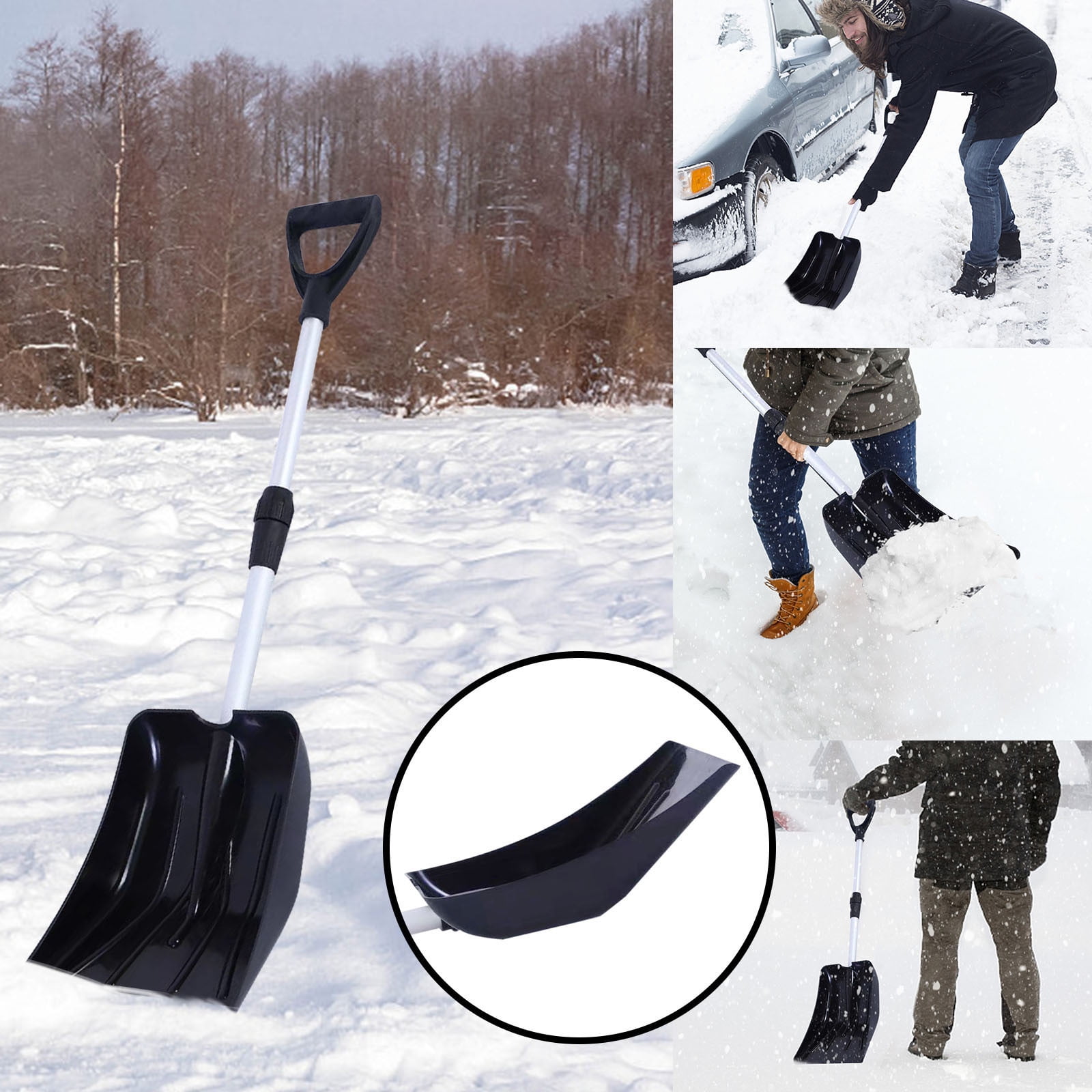 Snow Shovel, 2025 New Emergency Shovel, Portable Shovel with Handle and