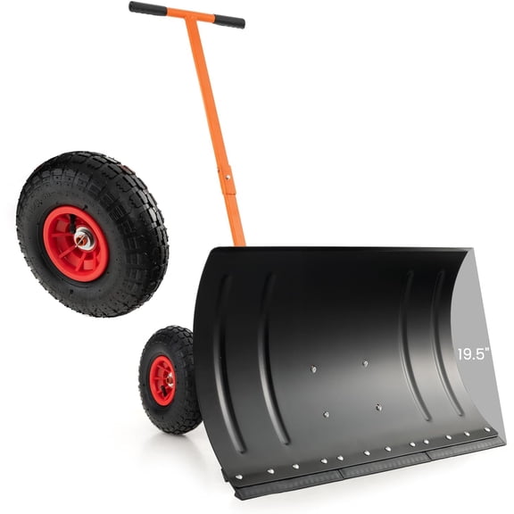 Snow Shovel, 29 Snow Shovel for Driveway with 10 Pneumatic Wheels, Angle Adjustable Blade & Handle, Heavy Duty Ergonomic Snow Pusher Shovel for Snow Removal for Pavement