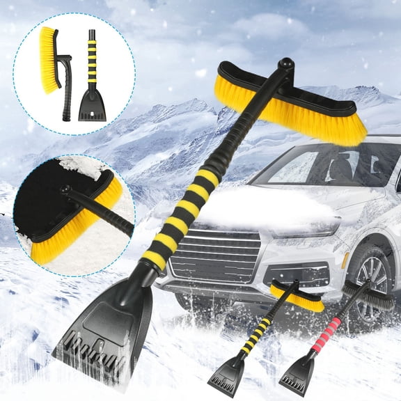 Snow Shovel, Portable Snowplow and Ice Remover Scraper for Winter Vehicle Maintenance, Durable Black and Red Tone Handheld Tool for Clearing Windows, Automotive Emergency Gear Tool