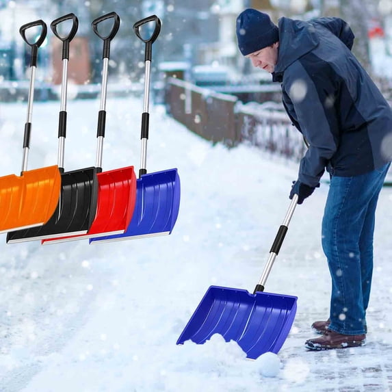 Snow Shovel, Snow Shovels for Driveway, Plastic Snow Shovels for Snow Removal with Aluminum Handle & D-Grip, 16" Wide Shovel for Snow Heavy Duty, 47.5 inch