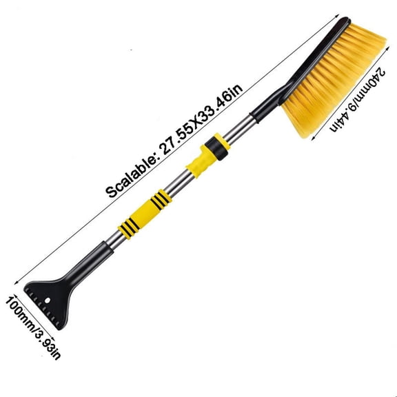 Snow Shovel for Car Adjustable Window Defroster 27.55-33.46 Inch, Detachable Ice Scraper with Brush Head, Snow Shovels for Snow Removal