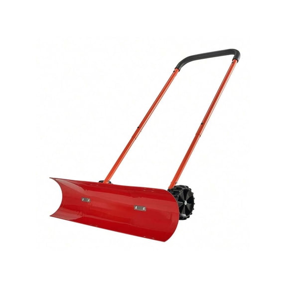 Snow Shovel with Wheels, 37.8" Plastic Snow Pusher for Driveways & Walkways