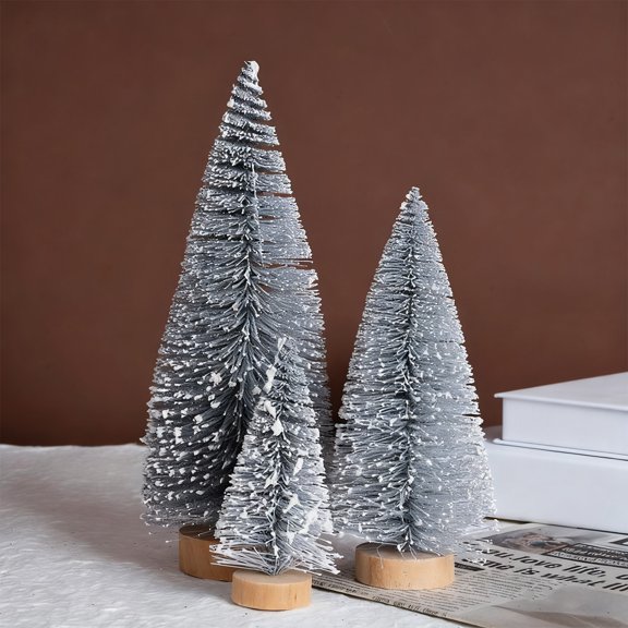 Snow Simulation Christmas Tree Ornament, Mini Tree for Mall Window Decor and Gift - Silver