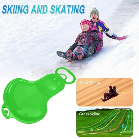 Snow Sled – 24.8 x 14.9in Cold-Resistant Plastic Toboggan Sleigh for Winter Outdoor Sports(Green)