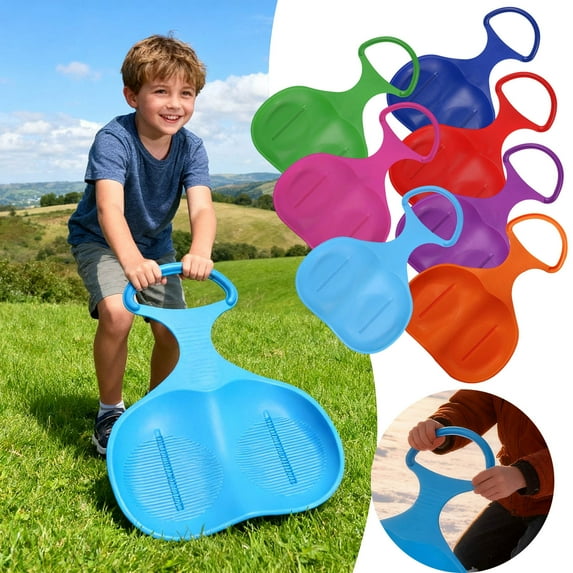 Snow Sled Board with Handle Wear Thickened Downhill Sled, for K-ids Snow Grass Sand Boarding Christmas Gifts,Sky Blue